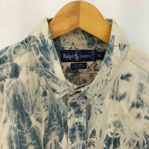 ラルフローレン RALPH LAUREN BLAIRE ポニー刺繍 ブリーチタイダイ柄 ボタンダウン S/S シャツ メンズ import:XL